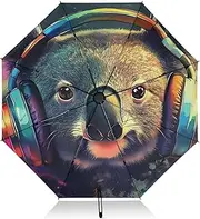 [PDZRMY] Koala Head Cute UV Protection Travel Umbrella Compact for Rain and Sun - Auto Open and Close UPF 50+ Windproof Portable 46” Sun Umbrella for Women and Men