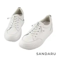 在飛比找蝦皮商城優惠-山打努SANDARU-小白鞋 經典免綁帶真皮平底休閒鞋