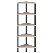 Corner Shelf Stand, Industrial 5-Tier Corner Bookshelf with Metal Frame,
