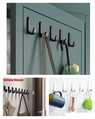 6 Pcs Strong Self Adhesive Hooks Set Stick On Wall Hanger Door Home Kitchen