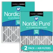 Nordic Pure 20x20x4 (3 5/8) Pleated Air Filters MERV 14 Plus Carbon 2 Pack