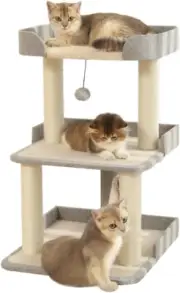 Durable Cat Scratching Post with Bed, Multi-Level 27.56In Cat Tree with Scratchi