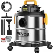 VEVOR Stainless Steel Wet Dry Shop Vacuum, 5.5 Gallon 6.5 Peak HP Wet/Dry Vac, P