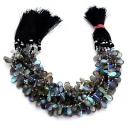 AAA+ Labradorite High Flash Beads 10mm-14mm Smooth Pear Briolettes 8inch Strand