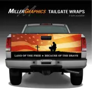Fallen Warrior Sunset American Flag Truck Tailgate Vinyl Graphic Decal Wraps