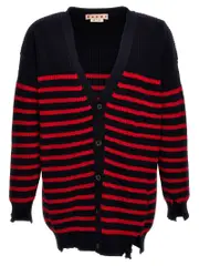 [Marni] Marni-Destroyed Effect Striped Cardigan Maglioni Multicolor-Uomo 46IT Multicolor