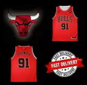 Dennis Rodman RED CHICAGO BULLS NBA Jersey Size XL