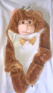 Toboggan And Hand Warmers For Child-Animal Theme: Wolf Or Monkey.