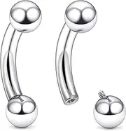 [Ruifan] 20g 18g 16g 14g 12g 8g 6g 4g 2g Rook Piercing Jewelry Titanium Internally Threaded Curved Barbell Eyebrow PA Tragus Helix Conch Lobe Earrings Lip Rings Body Piercing Jewelry For Women Men