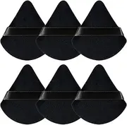 Sularpek Cosmetic Powder Puff, Pack of 6 Triangle Cosmetic Face Powder Puff, Washable Reusable Sponge Powder Puff for Loose Powder or Foundation (Black)