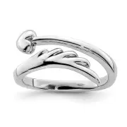 Sterling Silver Rhodium-plated Heart w/Wing Toe Ring