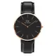 【Daniel Wellington】Classic Sheffield 簡約時尚 DW00100127 皮錶帶男錶 黑/玫瑰金 40mm DW錶