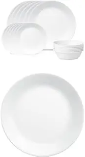 Winter Frost White Dinnerware Set, 18 Piece with Corelle Vitrelle 4-Pieces 10.25" Glass Dinner Plates, Chip & Crack Resistant Glass Dinnerware Set Plates Bundle