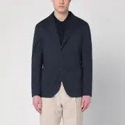 [Santaniello] Blue single-breasted jacket in cotton 46 IT Blue