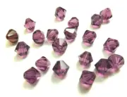 20 Pieces ~ AMETHYST PURPLE ~ 6mm BICONE ~ SWAROVSKI CRYSTAL BEADS LOT