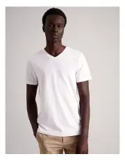 [Blaq] Supima Cotton V Neck T-Shirt in White