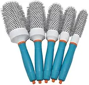 Ceramic Ionic Round Hair Brush Barrel Hairdressing Hair Salon Styling Barrel Curling Brush Tool Set（19mm 25mm 32mm 45mm 53mm） (Blue)