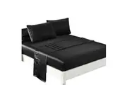 Dreamz Ultra Soft Silk Sheet Set with Pillowcase Queen Black