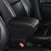 Dual Layer Large Space Center Console Storage Box, for Skoda, Fabia Fabia 2 2008-2014 Armrest Box with USB Charging Cup Holder Ash Vehicle Armrest Storage Box(E Black Red Have USB)