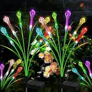 BlueFire 2 Pack Solar Garden Lights, Crystal Acrylic Water Drop Lights with 12 Bulbs, Waterproof Solar Lights Outdoor Patio Lights for Garden Lawn Patio Yard Wedding Party Decor(Multicolor)