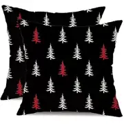 Christmas Pillow Covers 16x16 inch Set 16" x 16" (Pack of 2) White Red Black