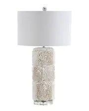 JONATHAN Y 28.5in Rosette Cream Table Lamp