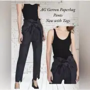 AG Adriano Goldschmied Women's Black Paperbag Pants Sz Small Casual $229