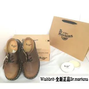 【WISH BRIT】全新正品 Dr. Martens 1461 3孔 低筒 仿舊 棕色 瘋馬 馬汀靴 真假分辨