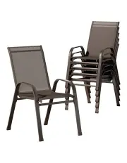 [Gardeon] Stackable Outdoor Chair Set of 6 in Brown