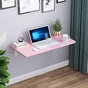 Floating Wall Mounted Desk with Drop Leaf Design Ideal for Bedroom or Outdoor Use Sturdy Wood Based Panel Supports 40 60Kg Pink 80 * 50Cm