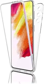 [Kaliroo] 360° Hard Case Compatible with Samsung Galaxy S21 FE Case, Clear Front Transparent Full Protection Non-Yellowing Transparent, Hard Cover + Silicone Bumper + Screen Protector, Clear Case