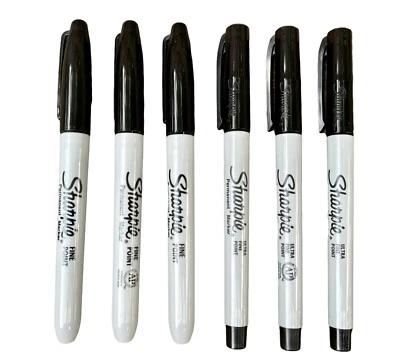 6 Sharpie Permanent Markers Combo 6 Pack - 3 Fine Point + 3 Ultra Fine Black