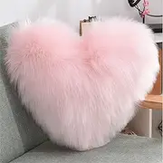 Heart Cushion, Heart Cushion Children's Room, Double-Sided Fleece, Super Soft Plush Decorative Cushion, Heart Decorative Cushion for Living Room, Sofa, Child, Bedroom, Bed (Pink, 40 x 50 cm)