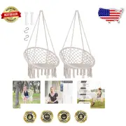 Chic Hanging Cotton Rope Hammock Chair with Book Pocket - Enjoy Reading Anywhere