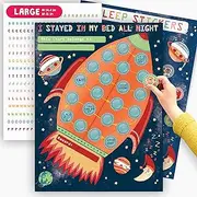 Kids Bedtime Routine Chart for Toddlers - Cute Reward Chart with Stickers for Sleeping in Own Bedroom - Routine Chart Sleep Trainer with Stickers - Space and Rocket for Boys - by Central 23