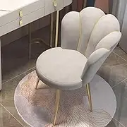 Vanity Stool Chair for Makeup Room, Velvet Dressing Table Stool, Accent Chair for Bedroom with Metal Legs, Makeup Vanity Chair Bench Leisure Armchair for Living Room(Color:Gray)