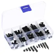 120 Pcs M2.5 Standoff Screws Nylon Hex PCB Standoffs Nuts Assortment Black