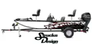 Graphic Sharp Tooth Red Shark Abstract Black Boat Wrap Fish Decal US Vinyl