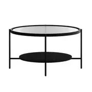 Lida Round Fluted Glass Coffee Table Black
