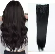 Clip in Hair Extensions Long Straight Black Hair Extensions Synthetic Clip in Ha