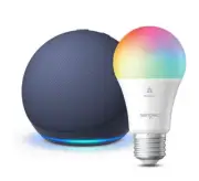 Amazon Echo Dot Bundle | Deep Sea Blue Smart Speaker & Sengled Smart Color Bulb