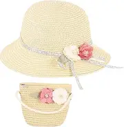 [VALICLUD] 1set Sun Block Hat and Handbag for Boys and Girls Lightweight Breathable Uv Hat with Matching Storage Bag for Outdoor Activities Beige