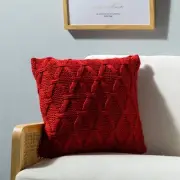 Red Diamond Pattern Knit With Microgel Feather-Like Insert Pillow