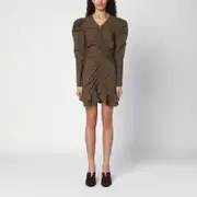 [ISABEL MARANT Étoile] Briali Mini Dress With Green Khaki Zip 34 FR Green