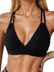 [SOLY HUX] Women's Bikini Top Spaghetti Strap Criss Cross Back Bathing Suit Tops Swimsuit