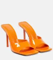 [Amina Muaddi] Amina Muaddi Laura patent leather mules AU 7 white