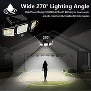 Solar Flood Lights Outdoor Lights 3-Head Motion Sensor Light 2500Lumens 210LEDs Safety Light with Remote Control, IP65 Waterproof Wide-Angle Floodlight Wall Li