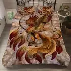 3D Dreamcatcher Gold Phoenix Doona Duvet Cover Queen Bedding Set PillowCase