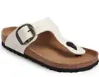 Womens Birkenstock Gizeh Big Buckle Rivet Logo Eggshell Canvas Vegan Regular Fit