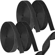 4Pcs Hook and Loop Tape 32.8 Ft Nylon Heavy Duty Sticky Strips Reusable Fastener Roll Strips Non-Adhesive Back Nylon Strips Multi-Purpose Black Sticky Straps for Home Clothing ZJMCAJY(Black)